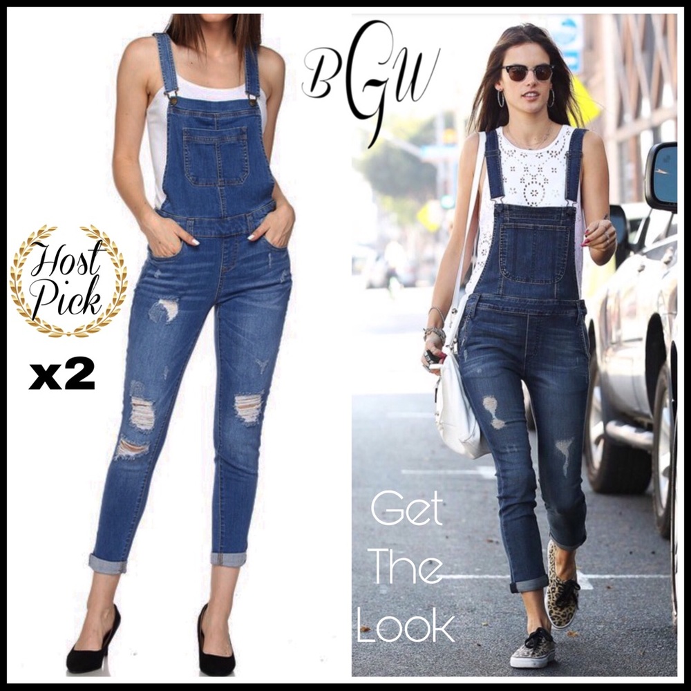 🍂🆕5⭐️🎉HPx2🎉Distressed Denim Overalls